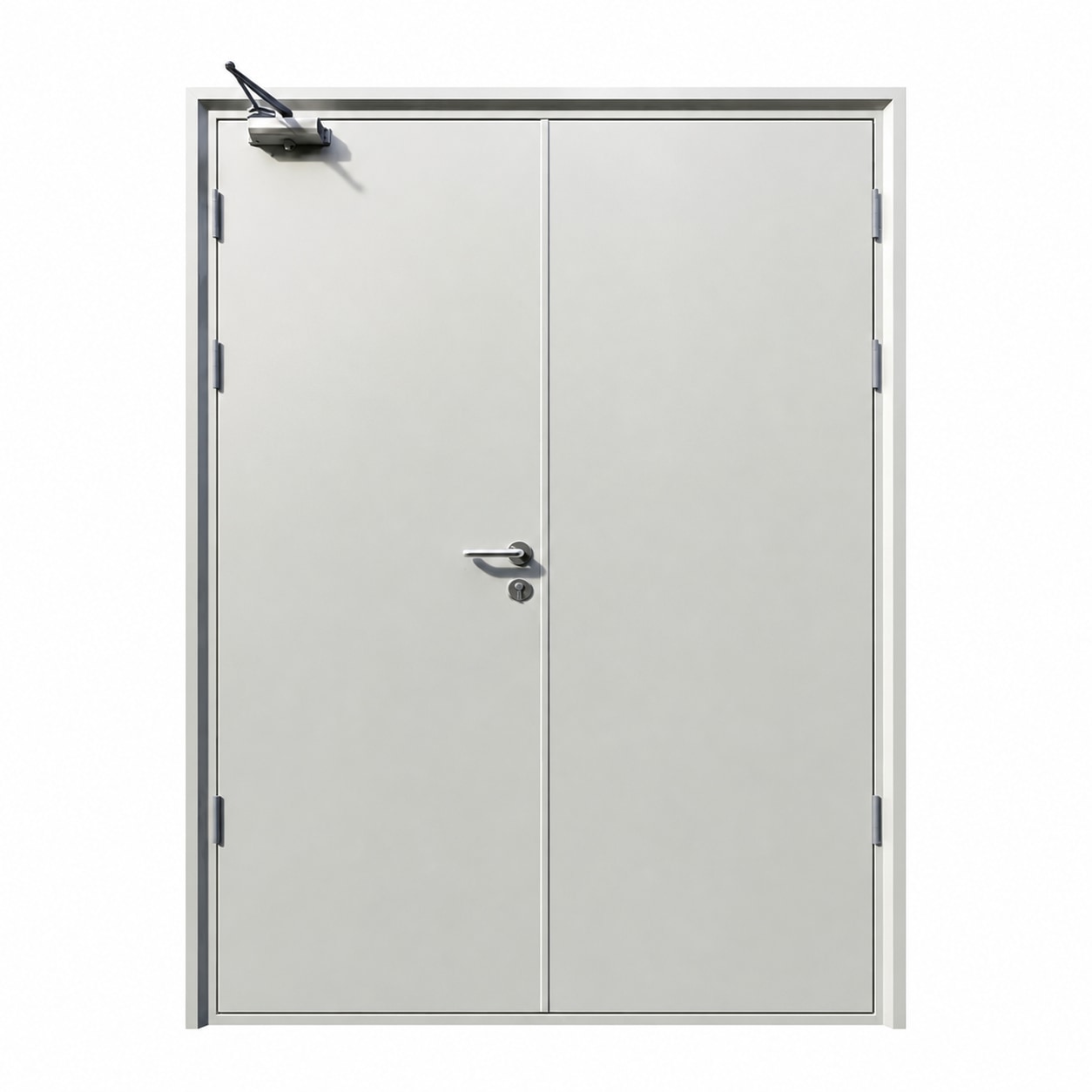 Cửa chống cháy EI120 hai cánh sơn tĩnh điện xám RAL7035