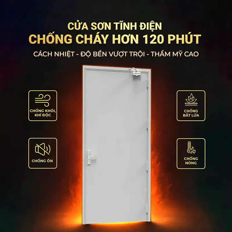 Cửa chống cháy đặc chủng trên 120 phút một cánh màu xám