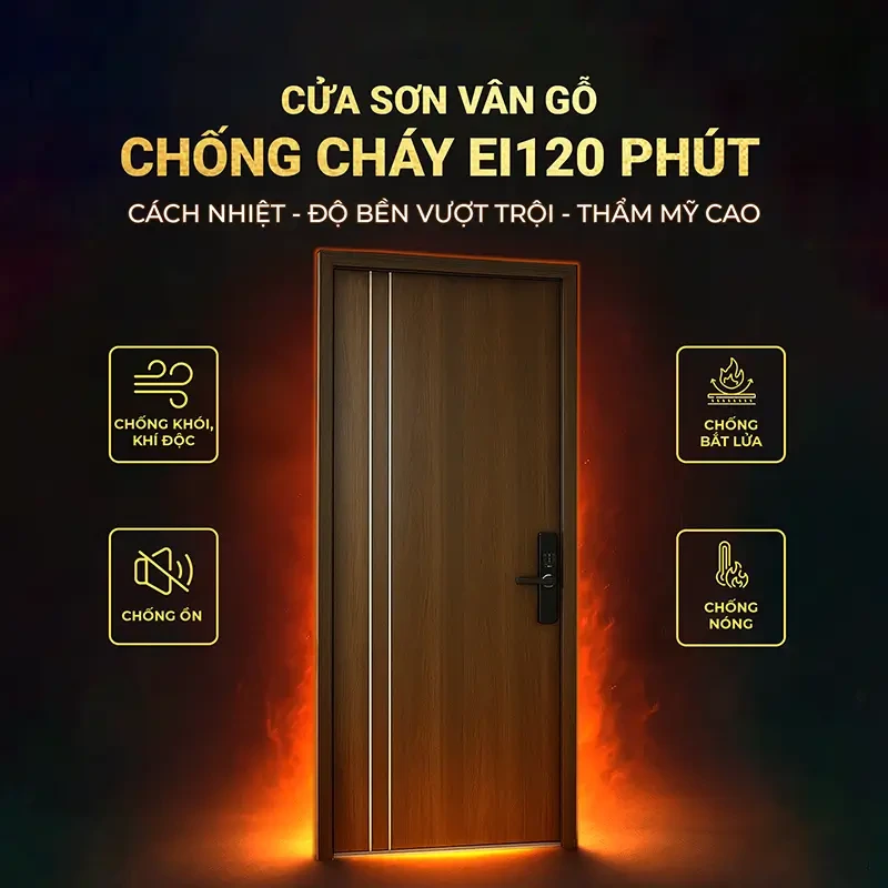 Ảnh 2 — Cửa vân gỗ chống cháy EI120 một cánh