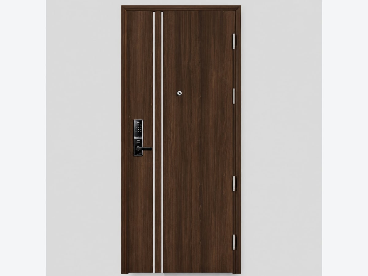 Cửa thép vân gỗ chống cháy EI70 một cánh cho căn hộ