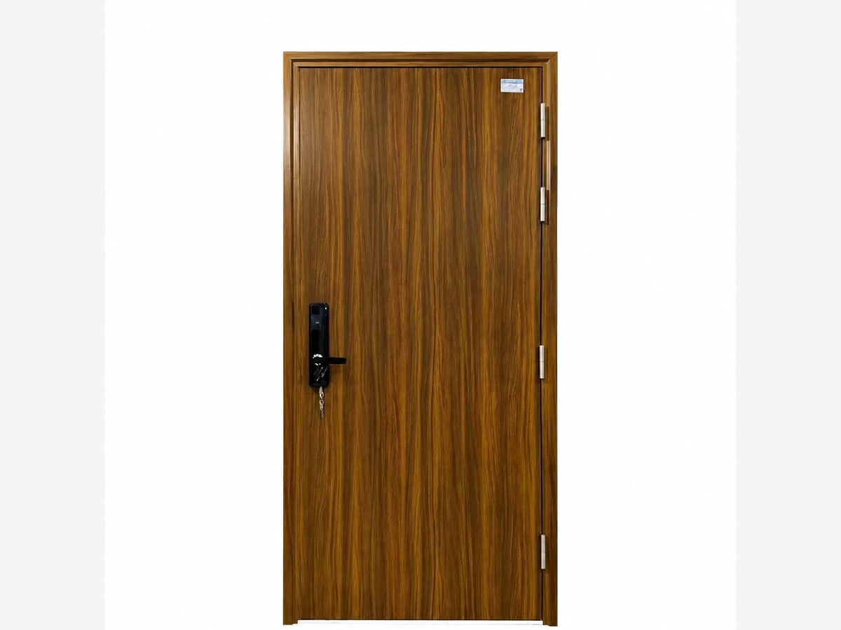 Cửa thép vân gỗ chống cháy EI90 một cánh cho chung cư mini