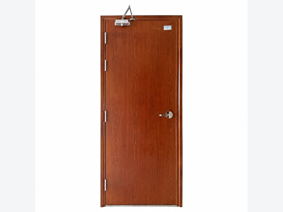 Cửa thép vân gỗ chống cháy EI70 một cánh cho căn hộ