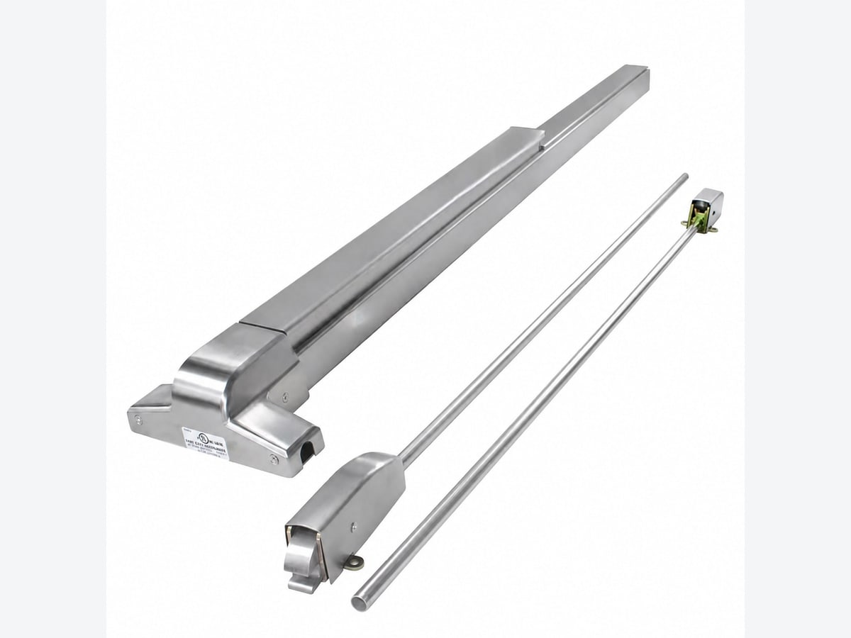 Thanh đẩy thoát hiểm đôi 2 điểm inox 304 F3260-SS trên cửa chống cháy hai cánh