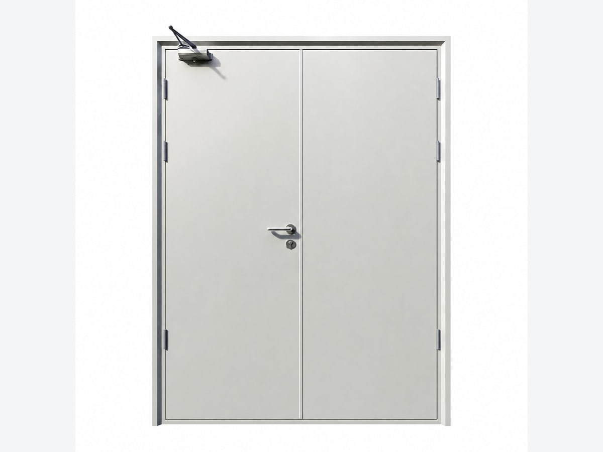 Cửa chống cháy EI120 hai cánh sơn tĩnh điện xám RAL7035