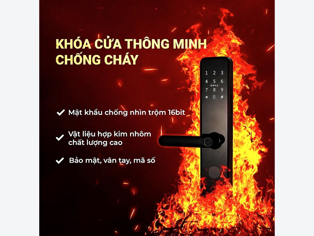 Khoá thông minh F2216 mã số thẻ từ vân tay cho cửa chống cháy