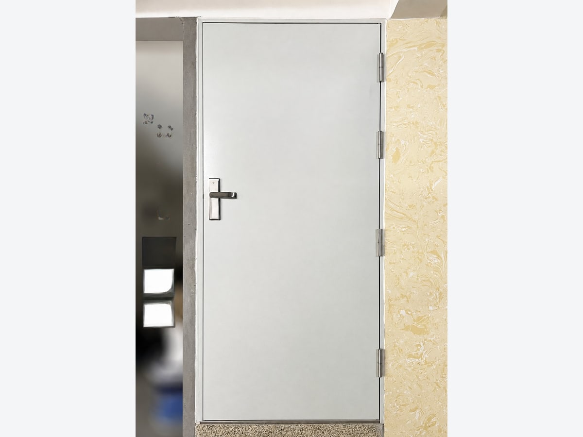 Cửa chống cháy EI70 1 cánh màu ghi RAL7035 lắp tại buồng thang bộ