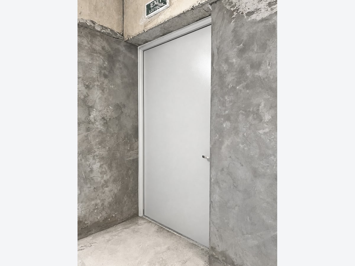 Cửa chống cháy EI60 1 cánh sơn tĩnh điện ghi RAL7035 lắp tại chung cư mini