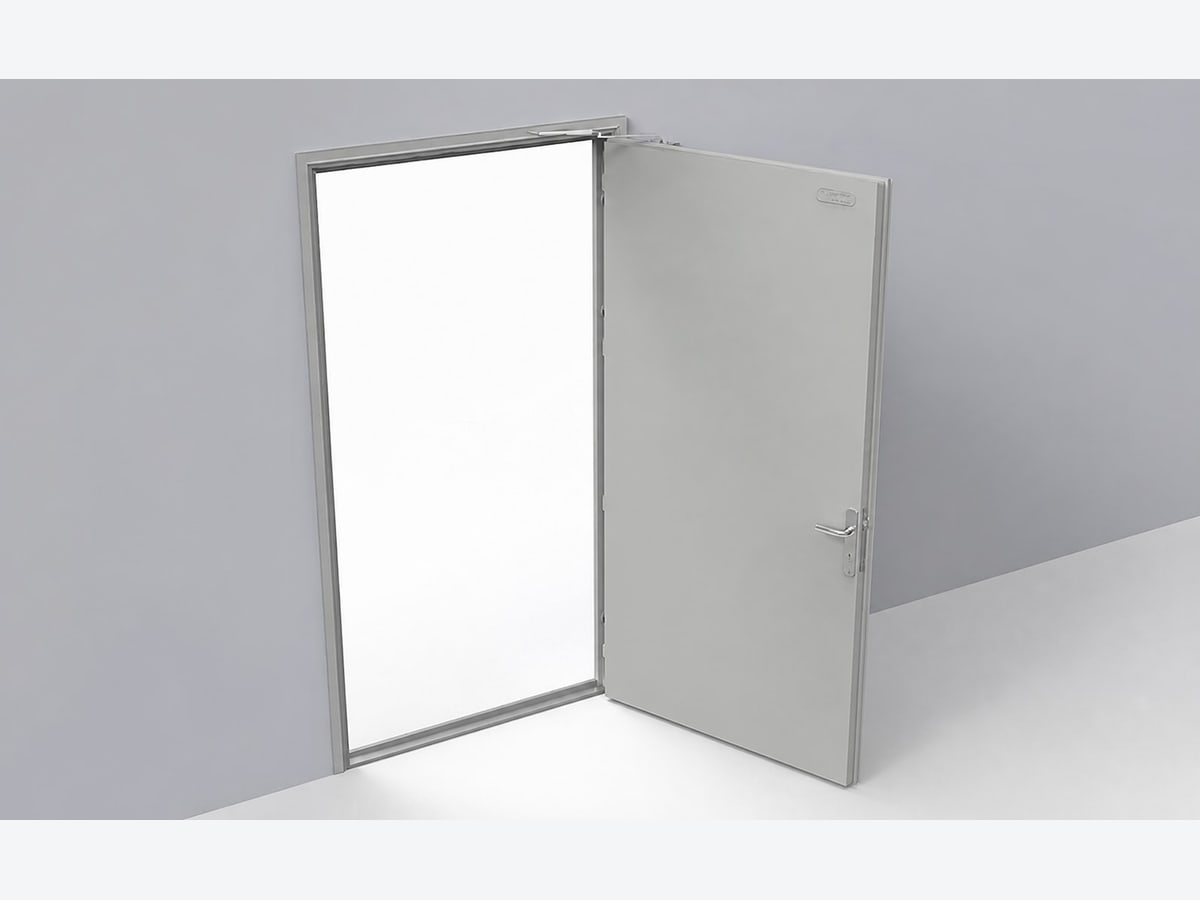 Cửa chống cháy EI70 1 cánh màu ghi RAL7035 lắp tại buồng thang bộ